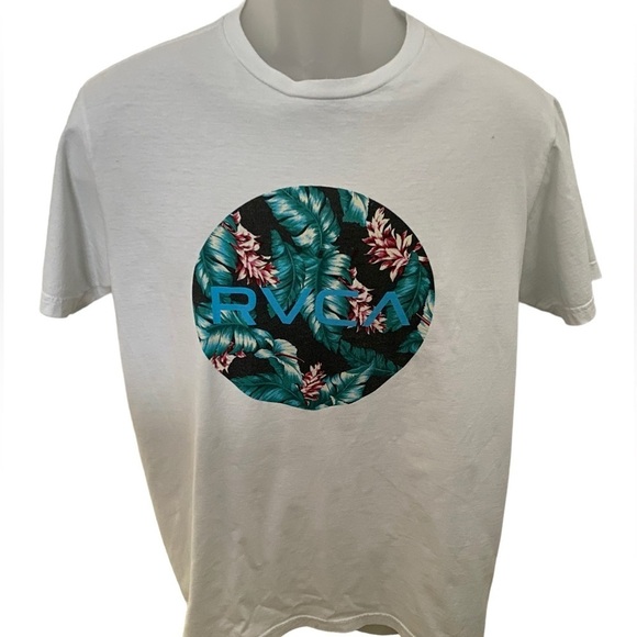 RVCA Tropical Logo Skate Tee Shirt Men M Medium Regular Fit - Picture 1 of 6